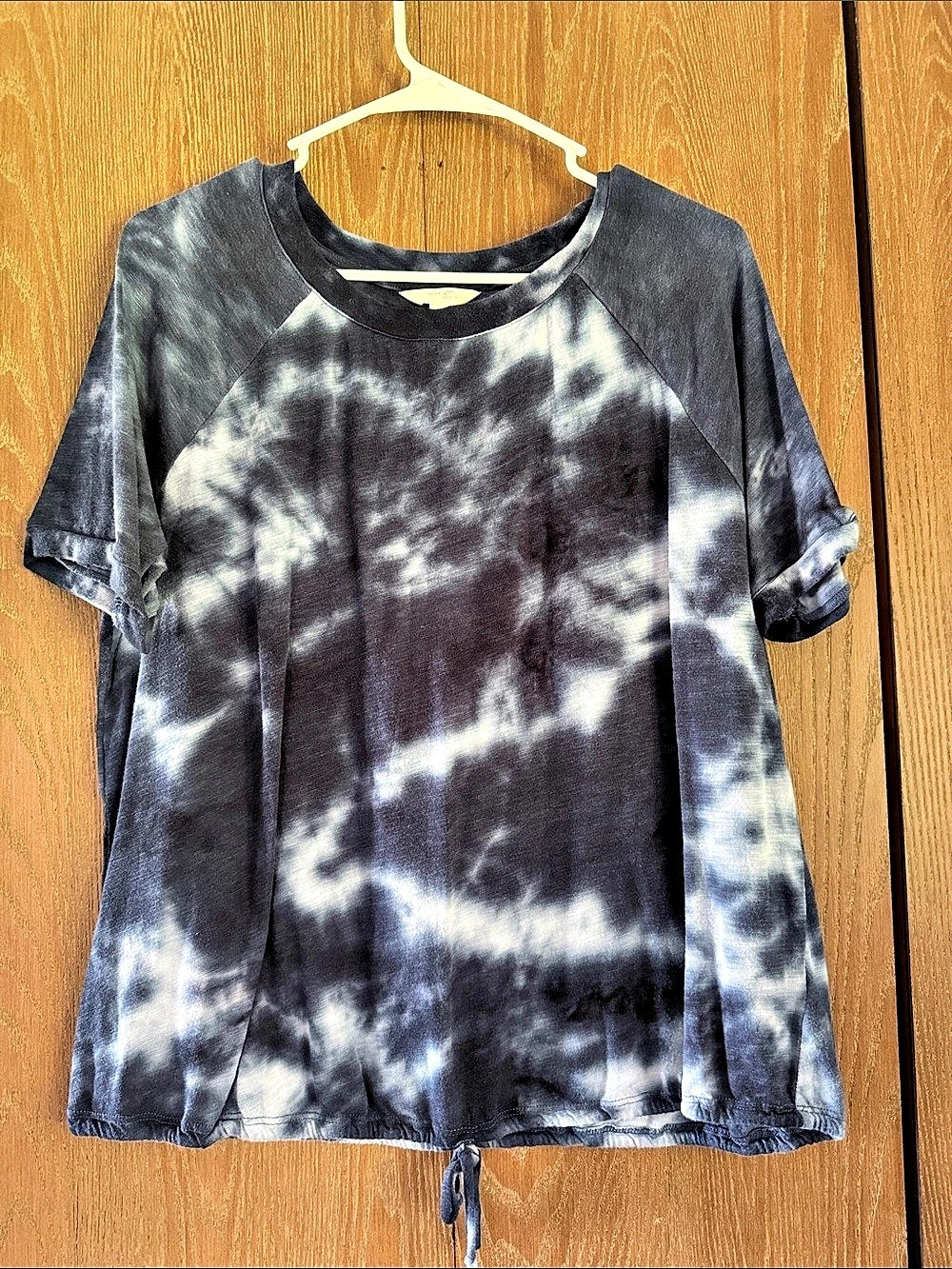 terra & sky Tie-Dye Short Sleeve Top Black & White Size 0X
